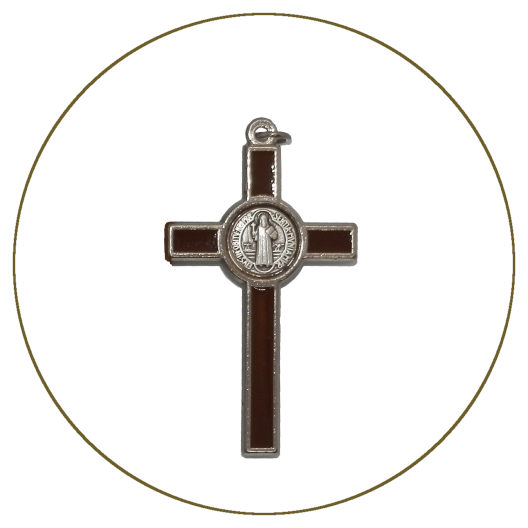 Rosario di San Benedetto cm. 54 con medaglie e croce in metallo
