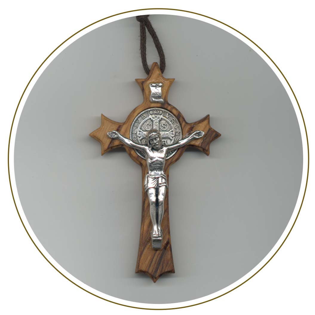 Croce San Benedetto legno ulivo 70 mm