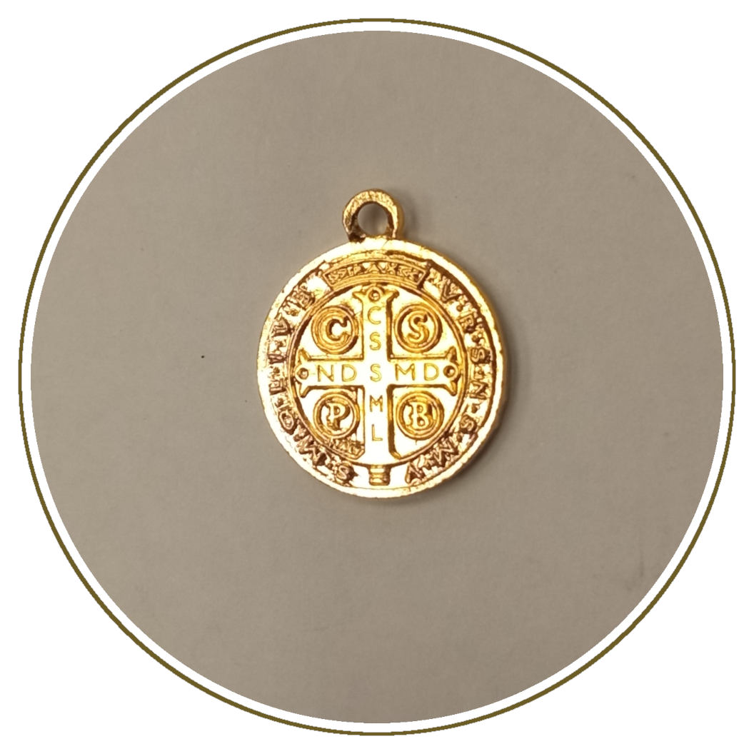 Medaglia San Benedetto alluminio oro senza anellino